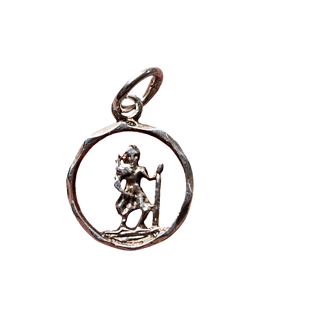 Vintage Saint Christopher Sterling Silver Charm Small Pendant 17 mm