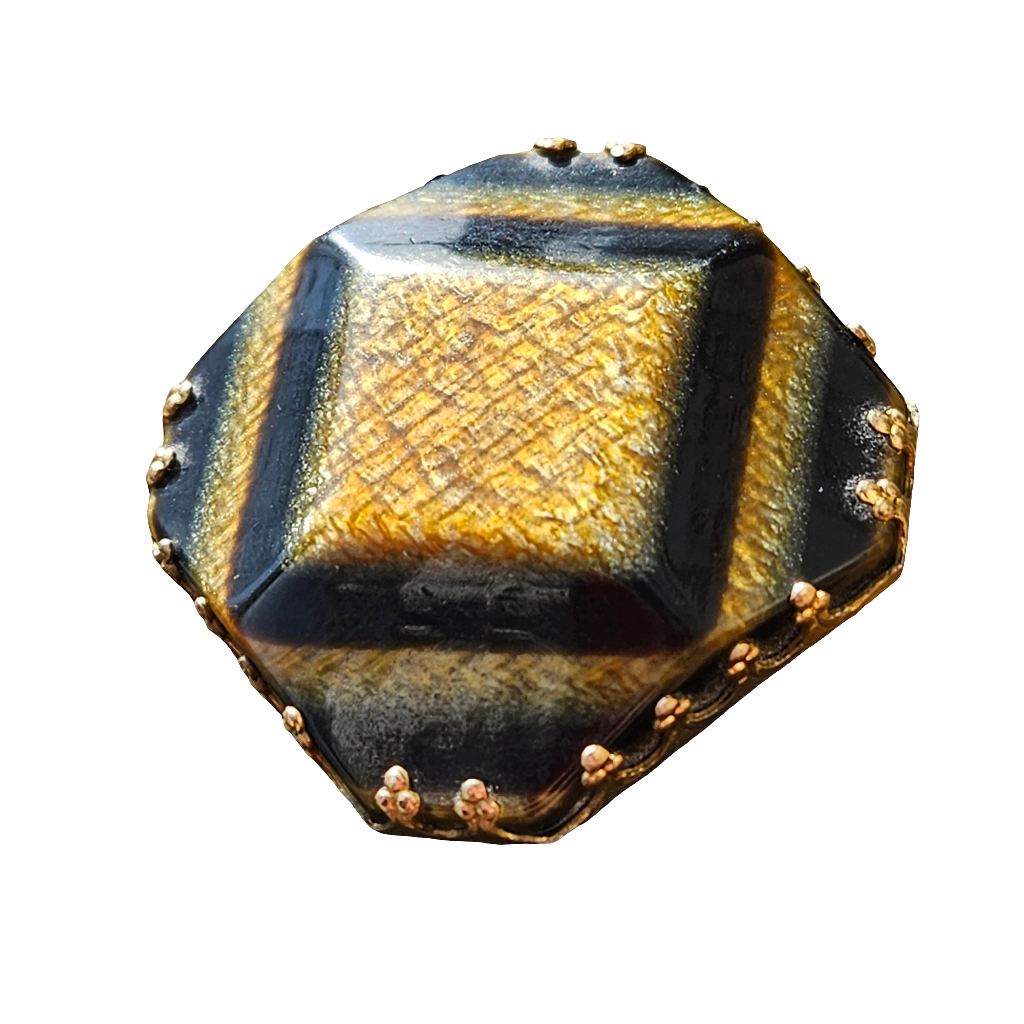 Galalith Scarf Clip Black And Gold West Germany Vintage Brooch Jewellery