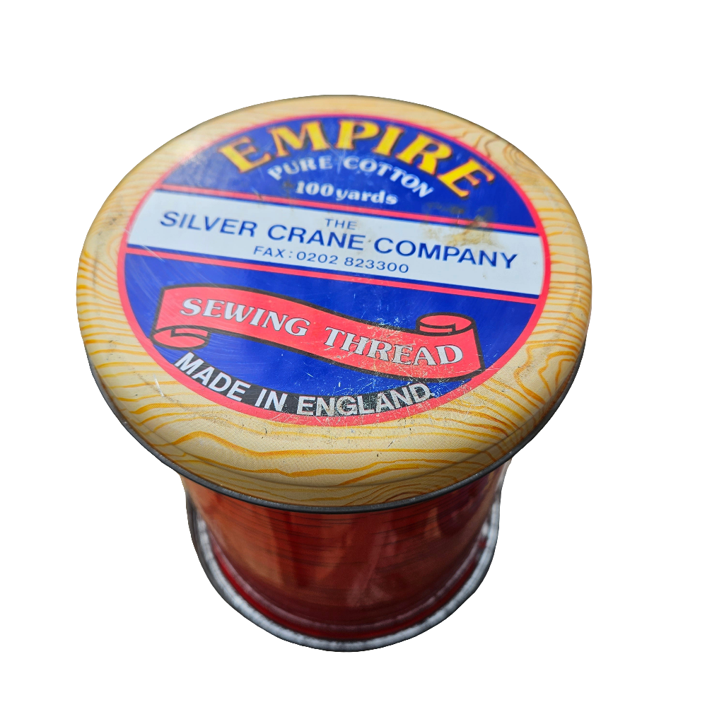 Old Empire Cotton Reel Storage Tin Sewing Thread England Bobbin Spool Vintage