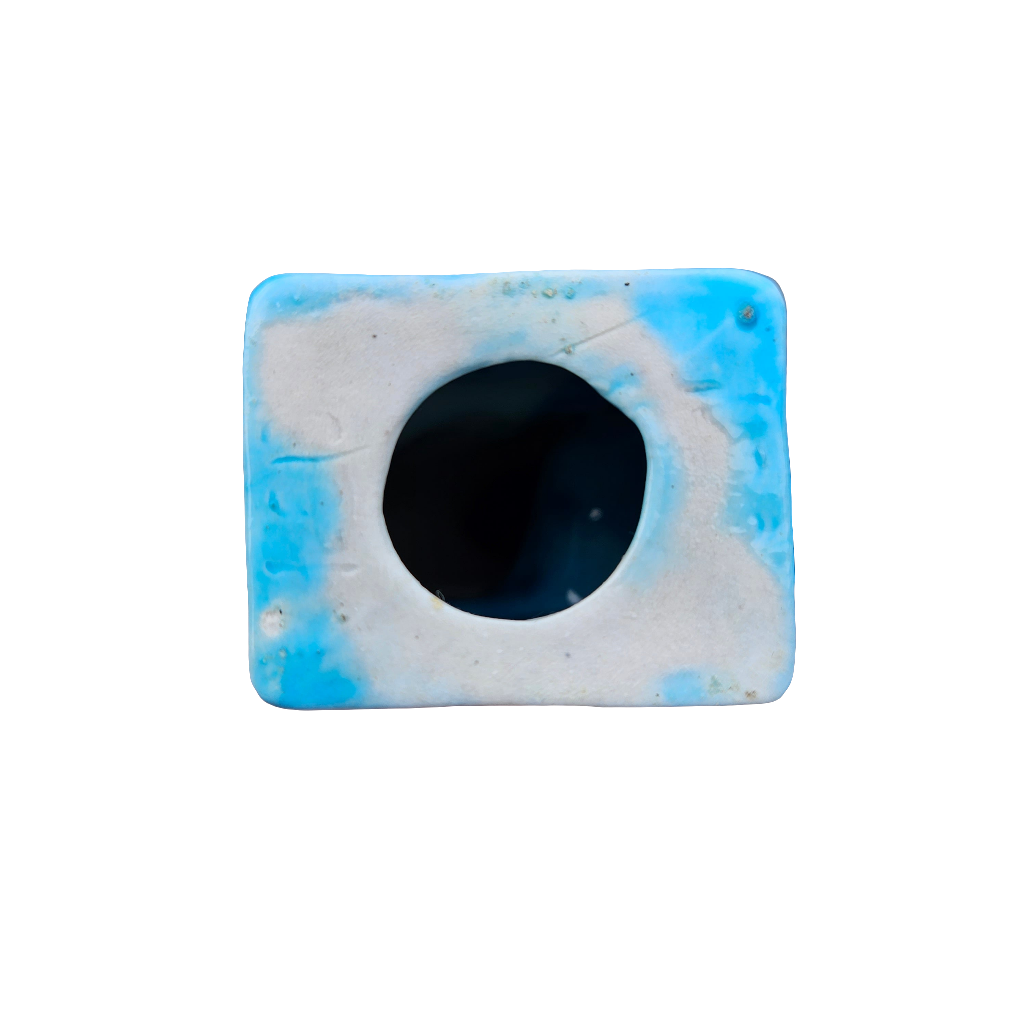 Turquoise Blue Glaze Chinese Foo Dog Ornament Figurine 11.5cm