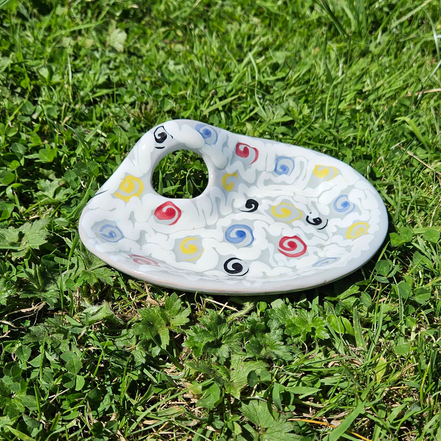 Italy Pottery Spiral Print 50s 60s Vintage Dish Bowl Kitsch Italian