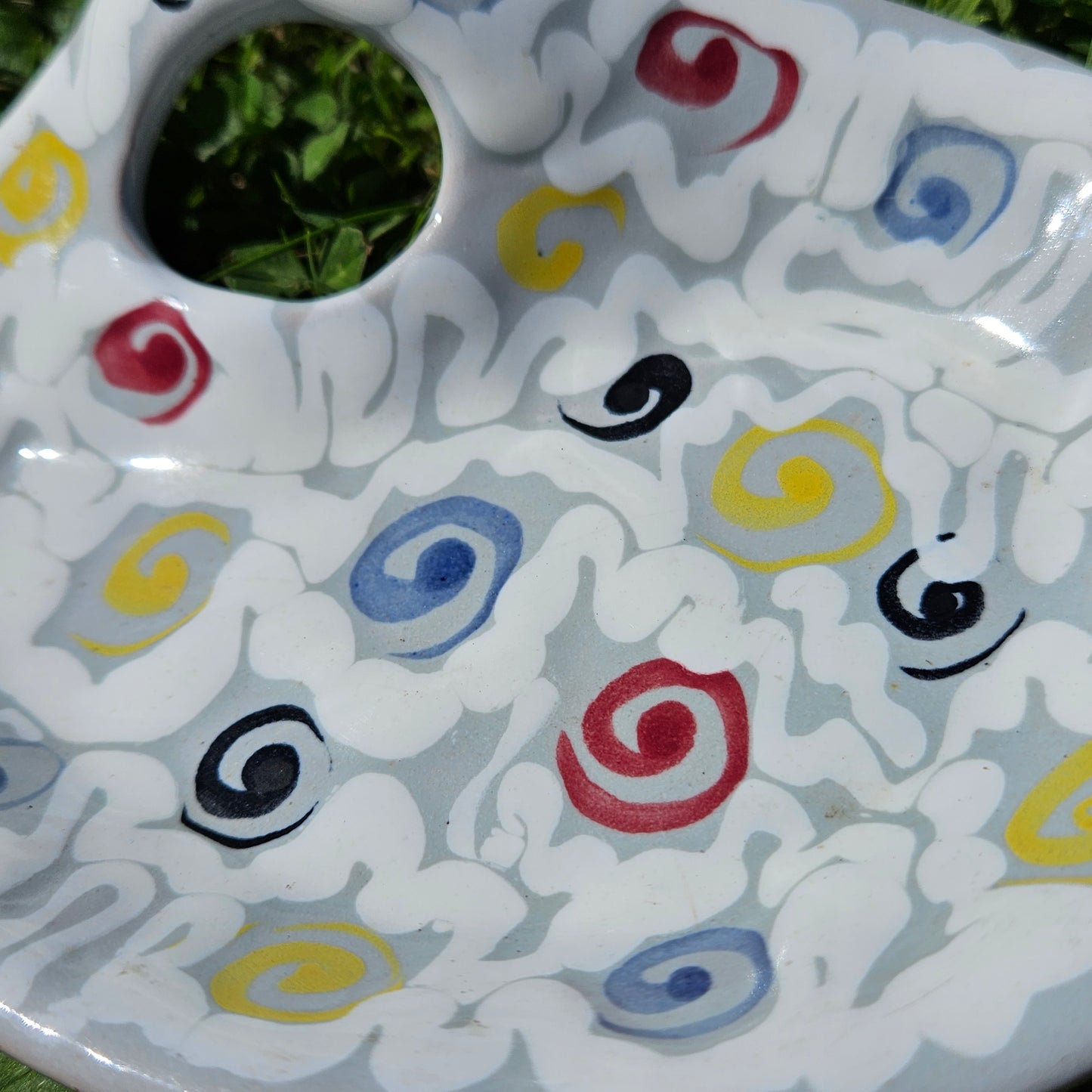 Italy Pottery Spiral Print 50s 60s Vintage Dish Bowl Kitsch Italian
