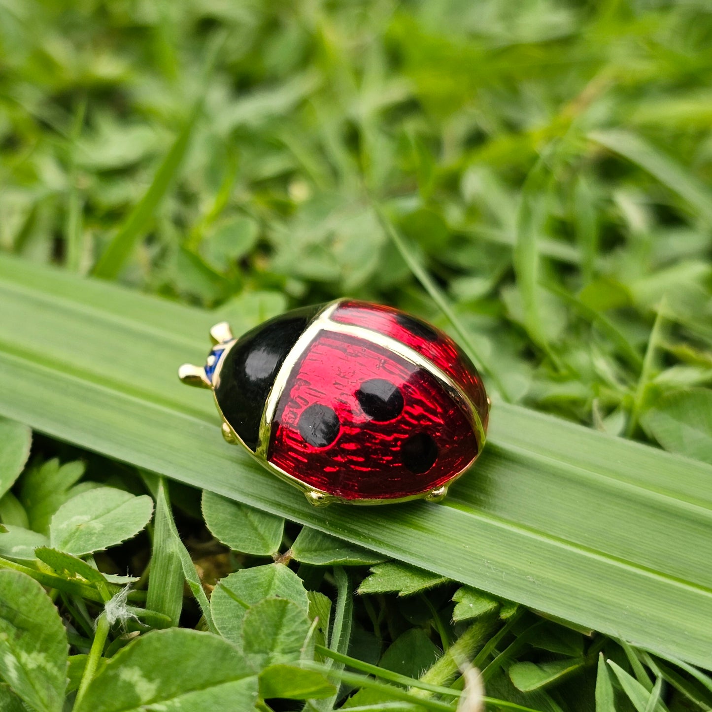 Enamel Ladybird Brooch Gold Plated Vintage Jewellery