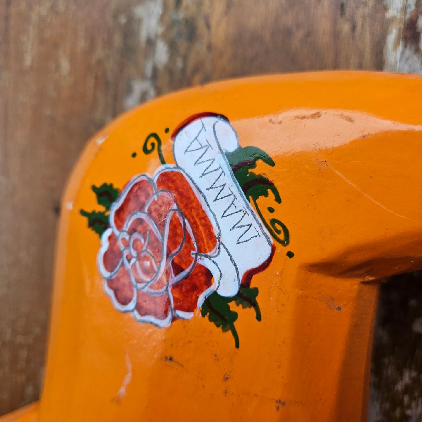 Wooden IKEA Horse Bright Orange Mamma 90s Kitsch Pony Tattoo