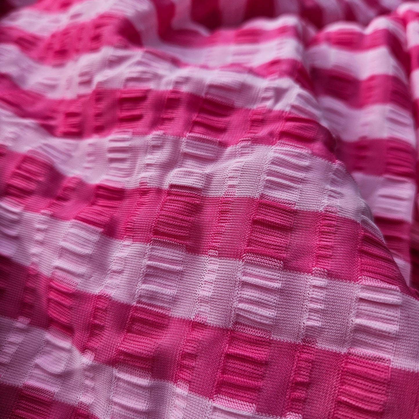 Large Pink Candy Stripe Tablecloth Vintage 50s 60s Fabric Table Cloth