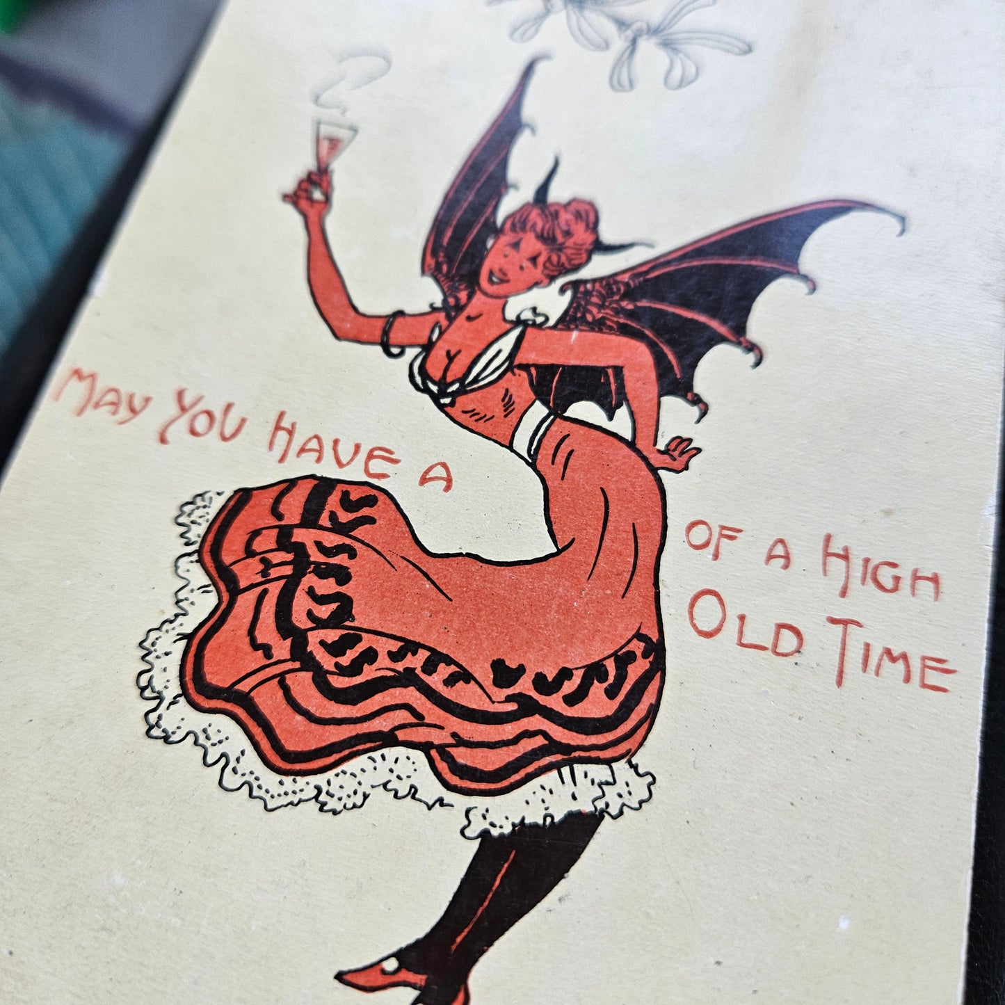 Antique Devil Postcard 1910 High Old Time Post Card Vintage Ephemera