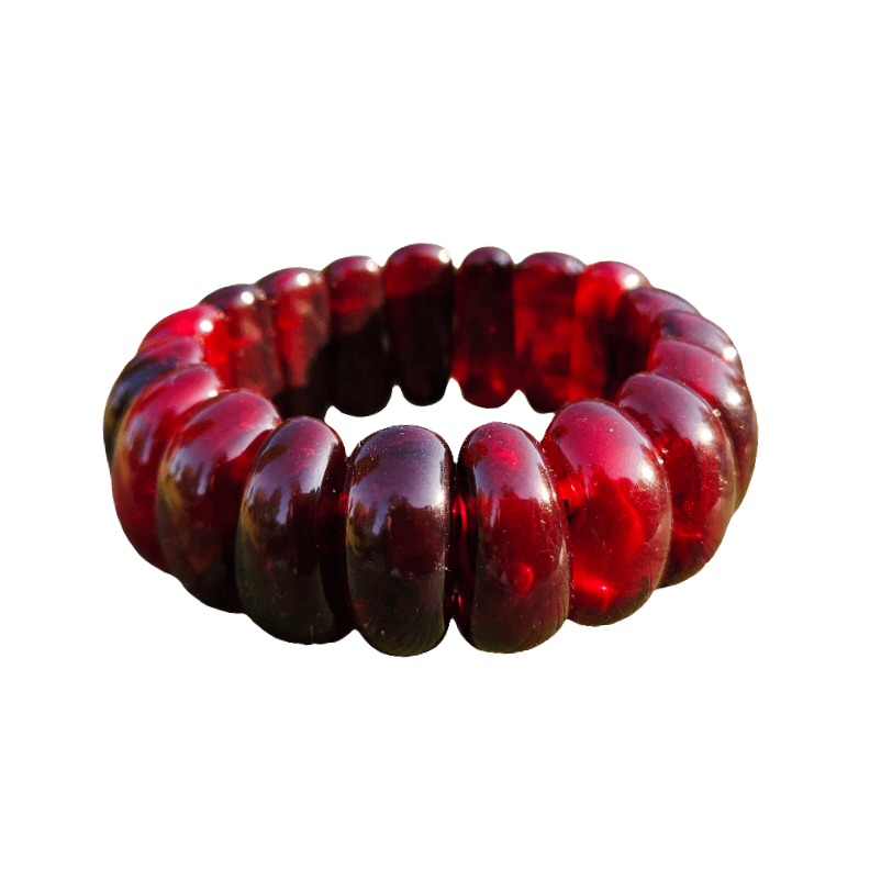 Beautiful Amber Bracelet Elasticated Bangle Deep Red Burgundy Jewellery Jewelry