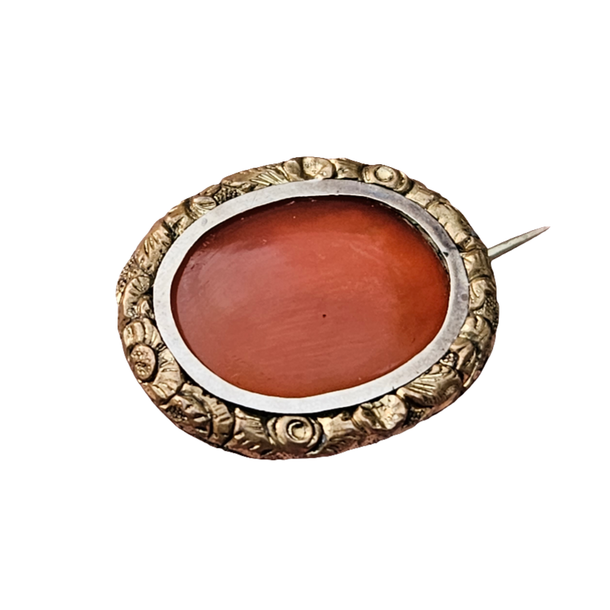 Antique Silver And Gold Gilt Carnelian Stone Brooch Pin Jewellery