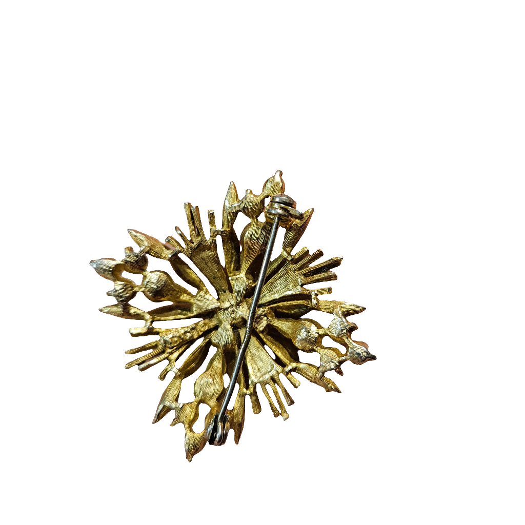 Lisner Brooch Matte Gold Tone Pearl Starburst Vintage Jewellery Jewelry