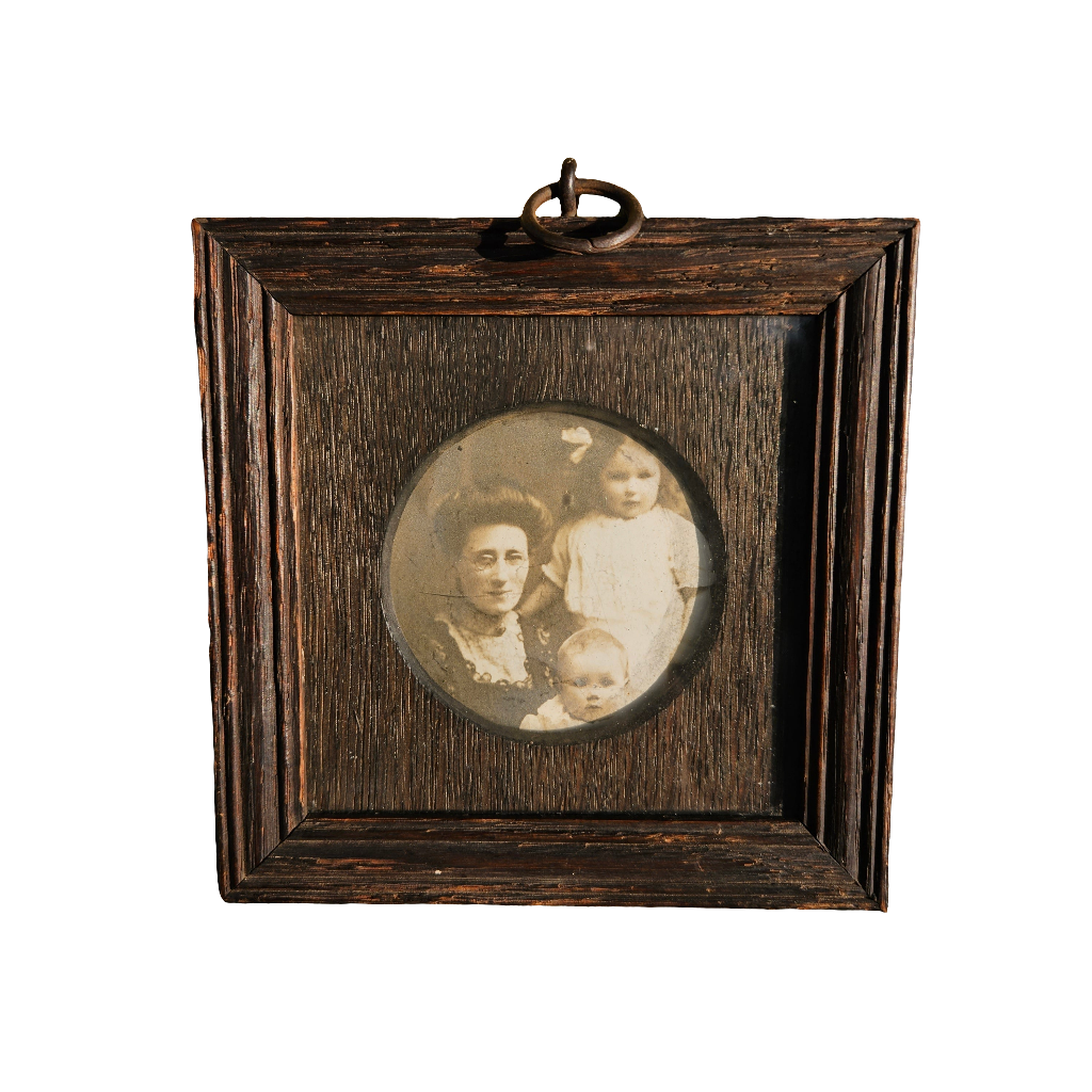 Old Family Portrait Photograph 1800s Framed Small Curiosity Antique