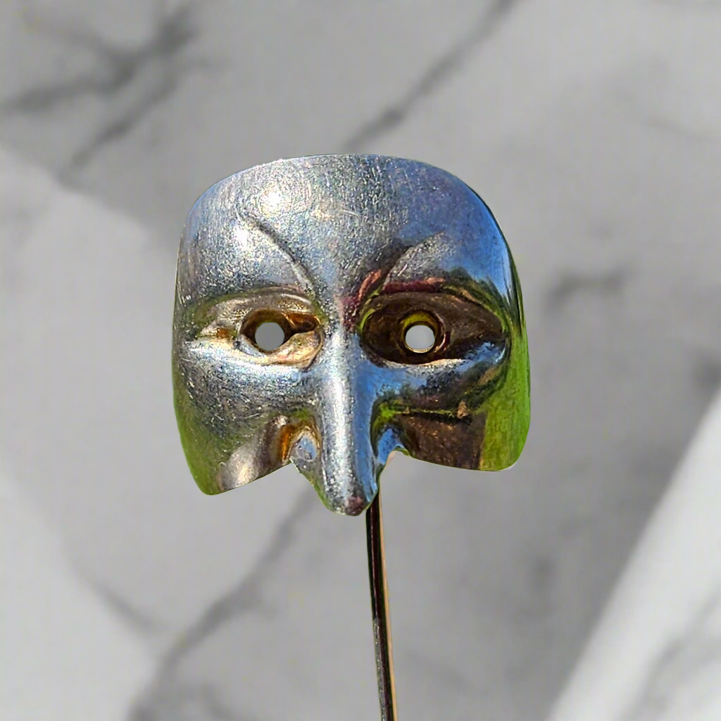 Sterling Silver Venetian Mask Stick Pin Vintage Hallmarked Brooch