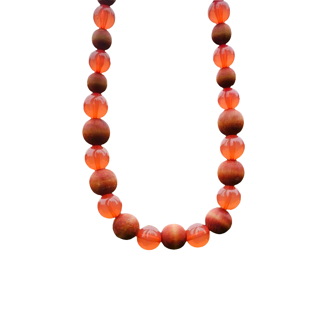 Faux Gemstone Beads Vintage Necklace Pink Orange Autumnal Jewellery Jewelry