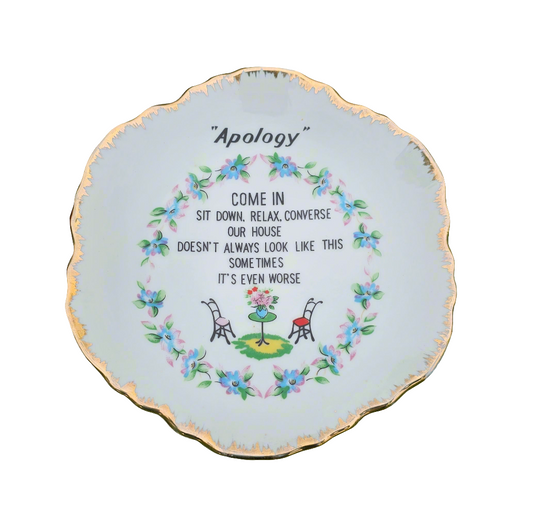 Funny Apology Plate Wall Decor Kitsch Vintage Retro Wall Hanging