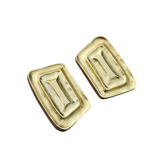 Les Bernard Clip On Earrings Gold Vintage Statement Jewellery 80s 90s