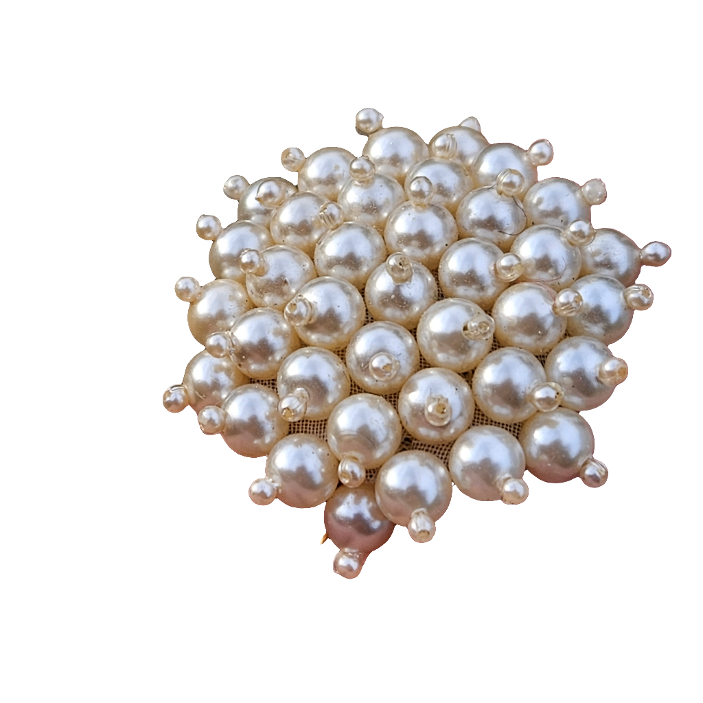 Vintage Cluster Brooch Simulated Seed Pearls Bridal Pin Jewellery Jewelry
