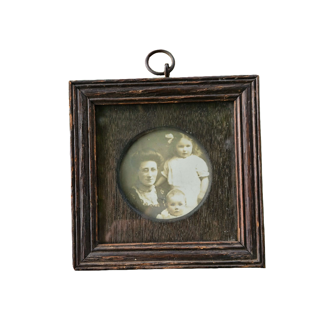 Old Family Portrait Photograph 1800s Framed Small Curiosity Antique