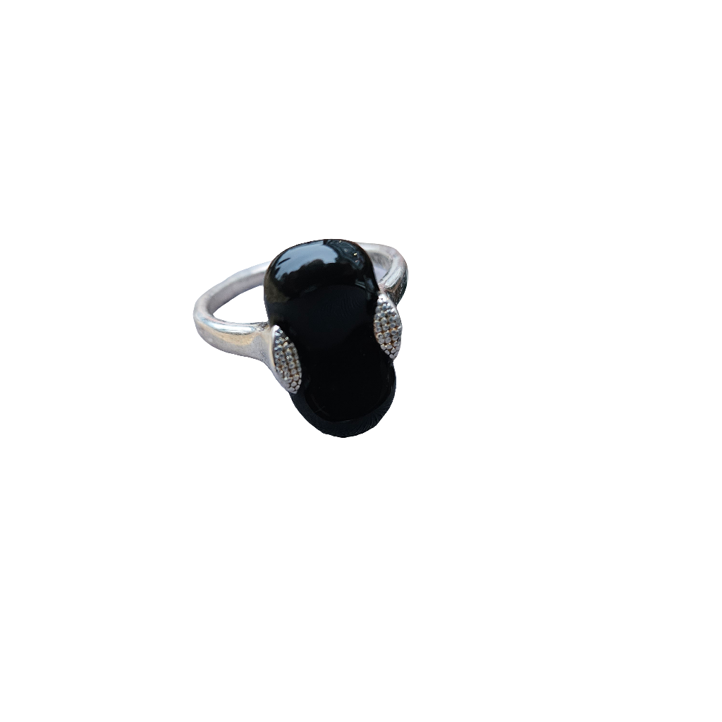 925 Sterling Silver Ring Black Jellybean Jewellery Modern Jewelry Size