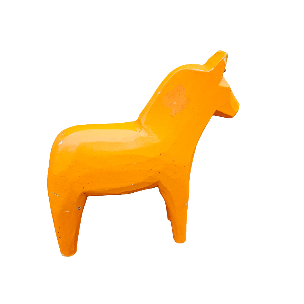 Wooden IKEA Horse Bright Orange Mamma 90s Kitsch Pony Tattoo