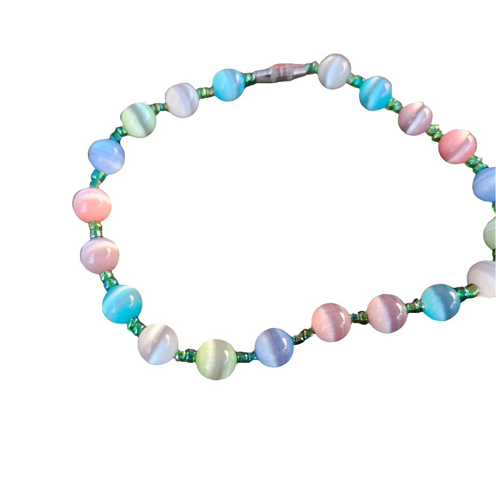 Vintage Italian Optic Glass Bead Bracelet Cute Pastel Colours 50s 60s