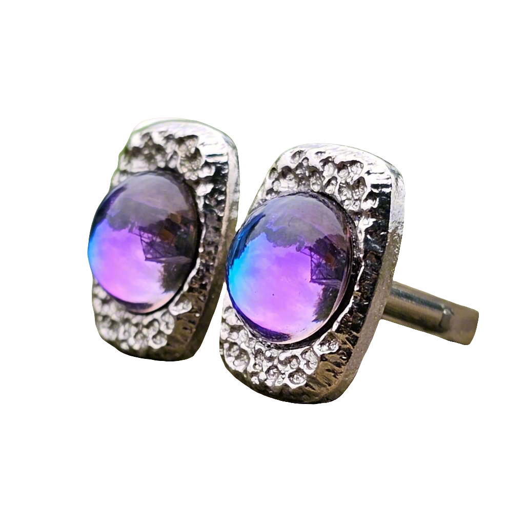 Amazing Prism Glass Cufflinks Silver Tone Mcm Vintage Retro