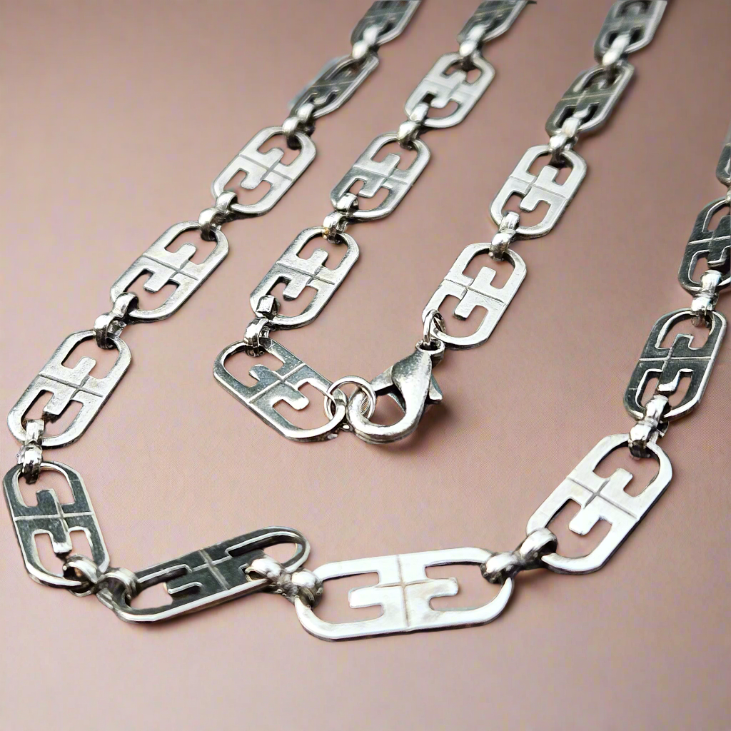 Givenchy G Link Silver Necklace Jewellery Vintage 80s Chain