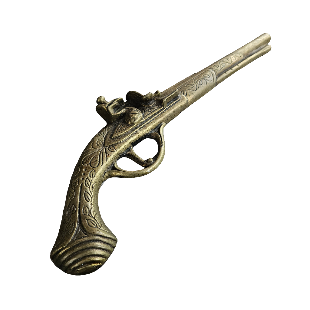 Large Brass Gun Wall Hanging Decor Pistol Vintage Ornament Man Cave Gift