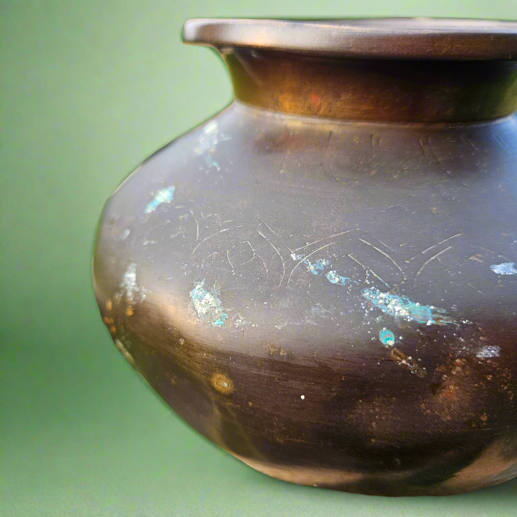 Early 19th Century Antique Bronze Tibetan Holy Water Vase Pot Tibet