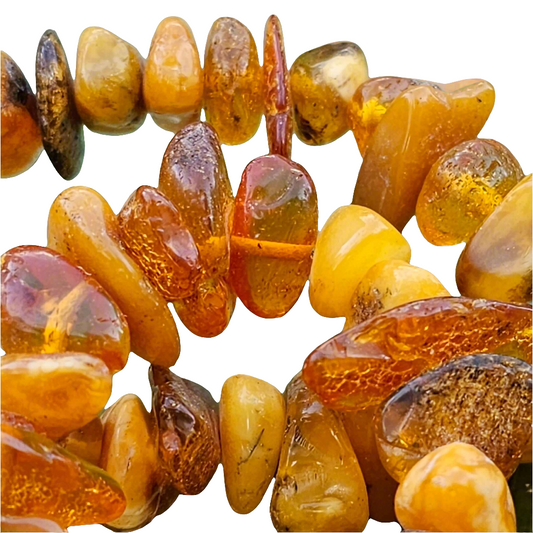 Beautiful Antique Baltic Amber Chip Necklace Sterling Silver Clasp