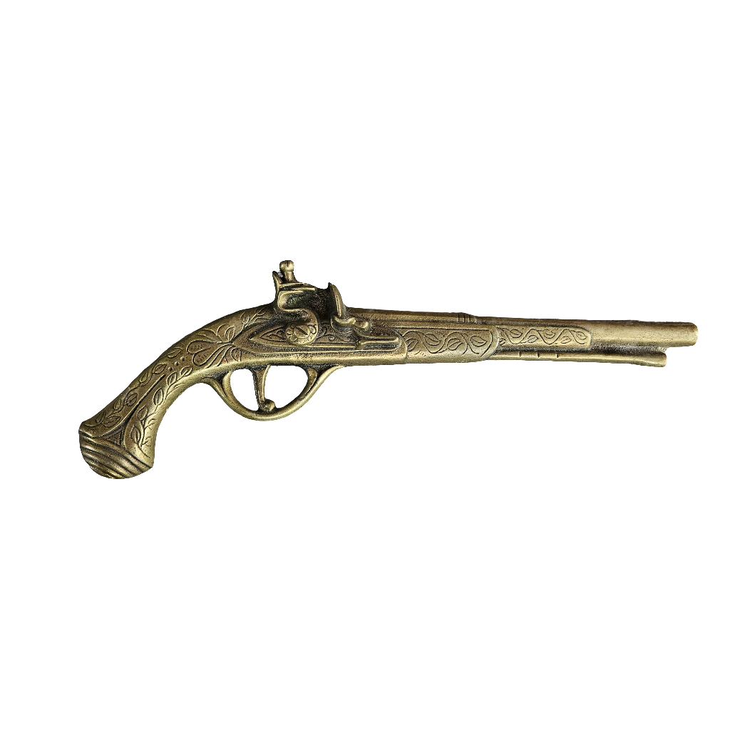 Large Brass Gun Wall Hanging Decor Pistol Vintage Ornament Man Cave Gift