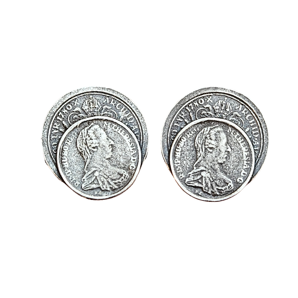 Stylish French Clip On Earrings Silver French Coin Vintage 80s Designer