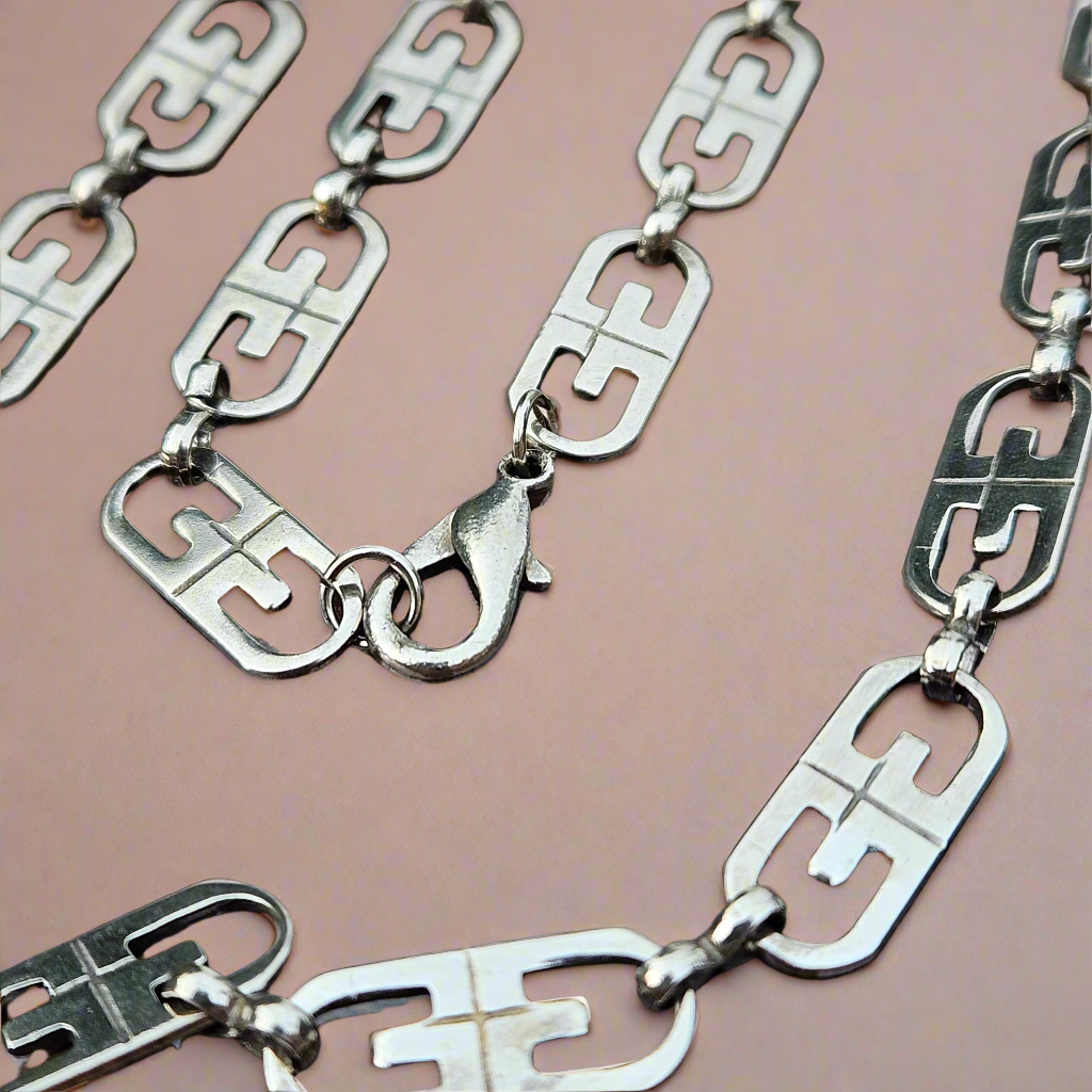 Givenchy G Link Silver Necklace Jewellery Vintage 80s Chain