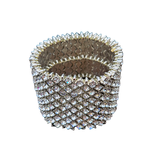 Wide Crystal Cuff Bracelet Amazing Heavy Quality Jewellery Stunning Bangle