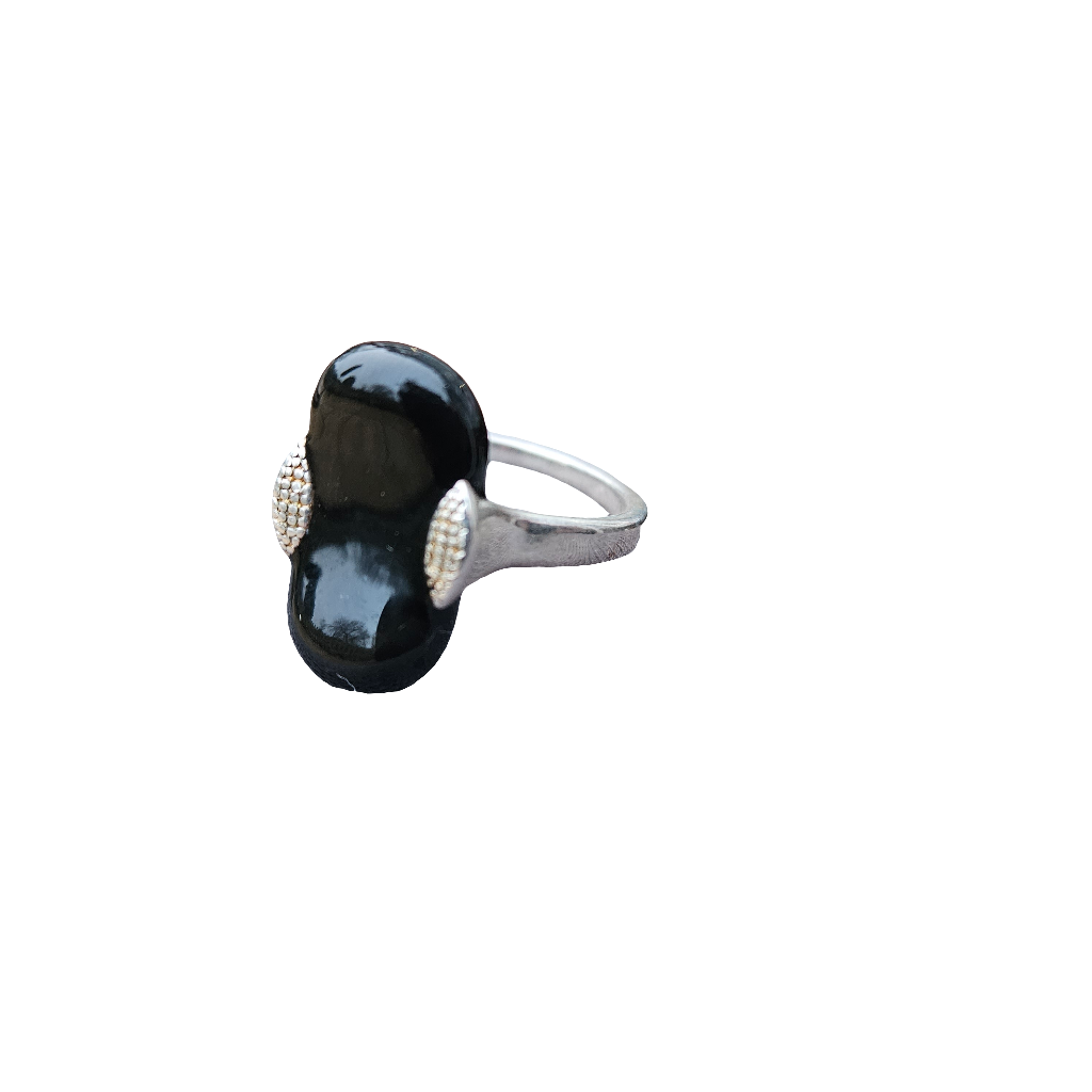 925 Sterling Silver Ring Black Jellybean Jewellery Modern Jewelry Size