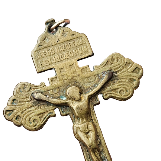 Nazareth Cross Old Brass Jesus Antique Pendant For Necklace Antique Jewellery Gift