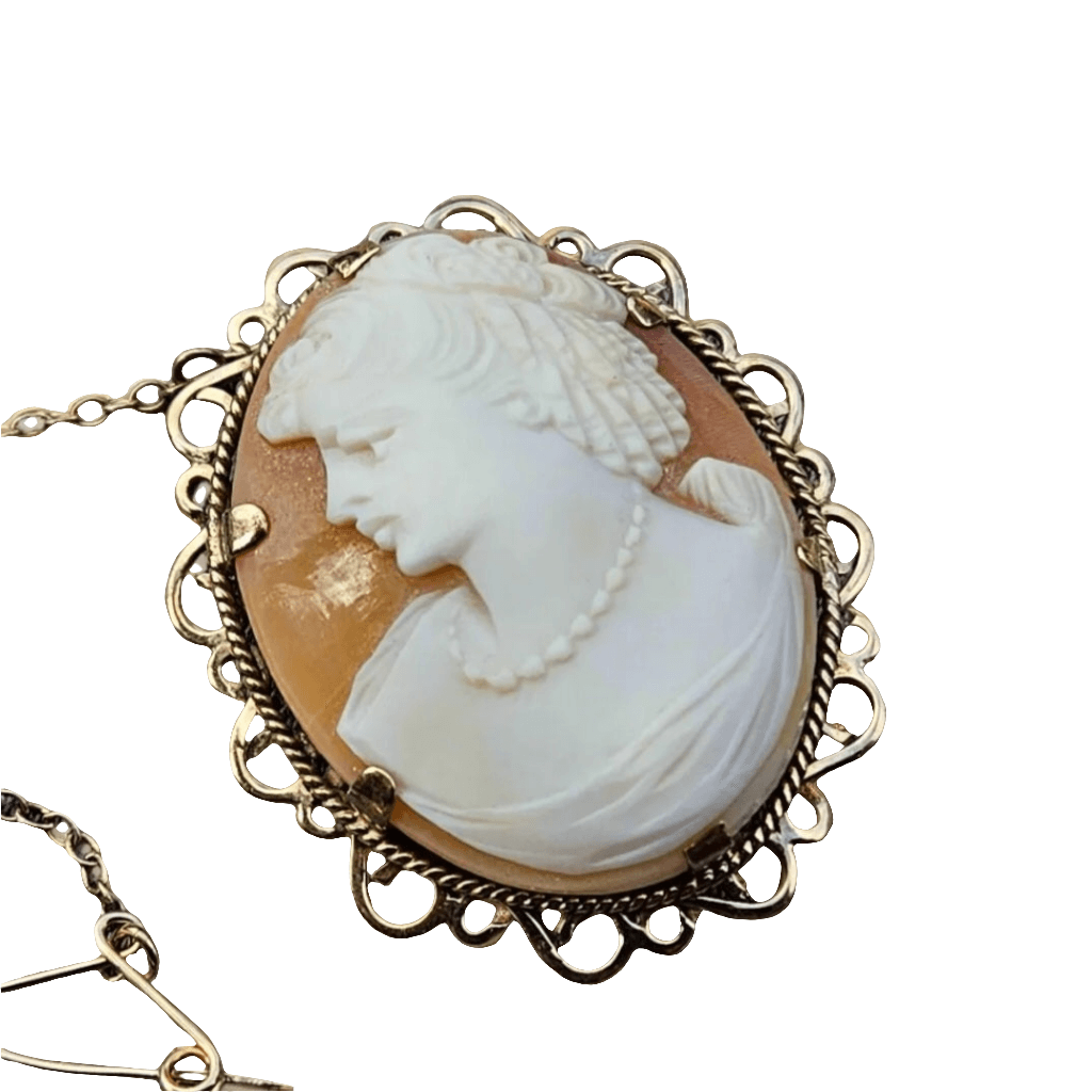 Beautiful 9ct 375 Gold Cameo Brooch Antique Jewellery