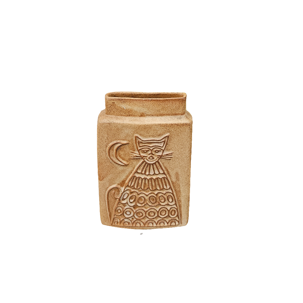 The Owl And The Pussycat Vase Vintage Brown Pottery Nursery Kids Room Decor