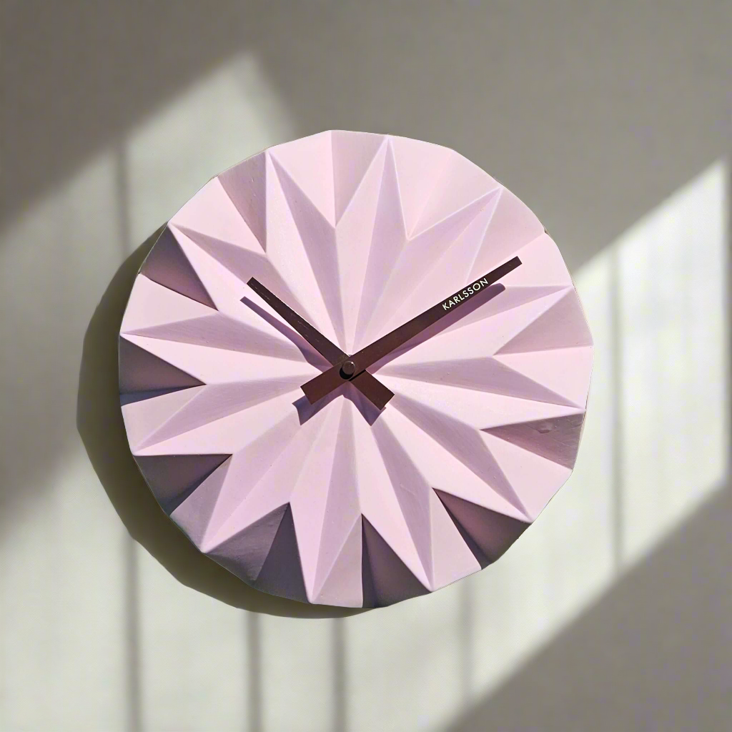 Rare Karlsson Origami Porcelain Wall Clock Pink