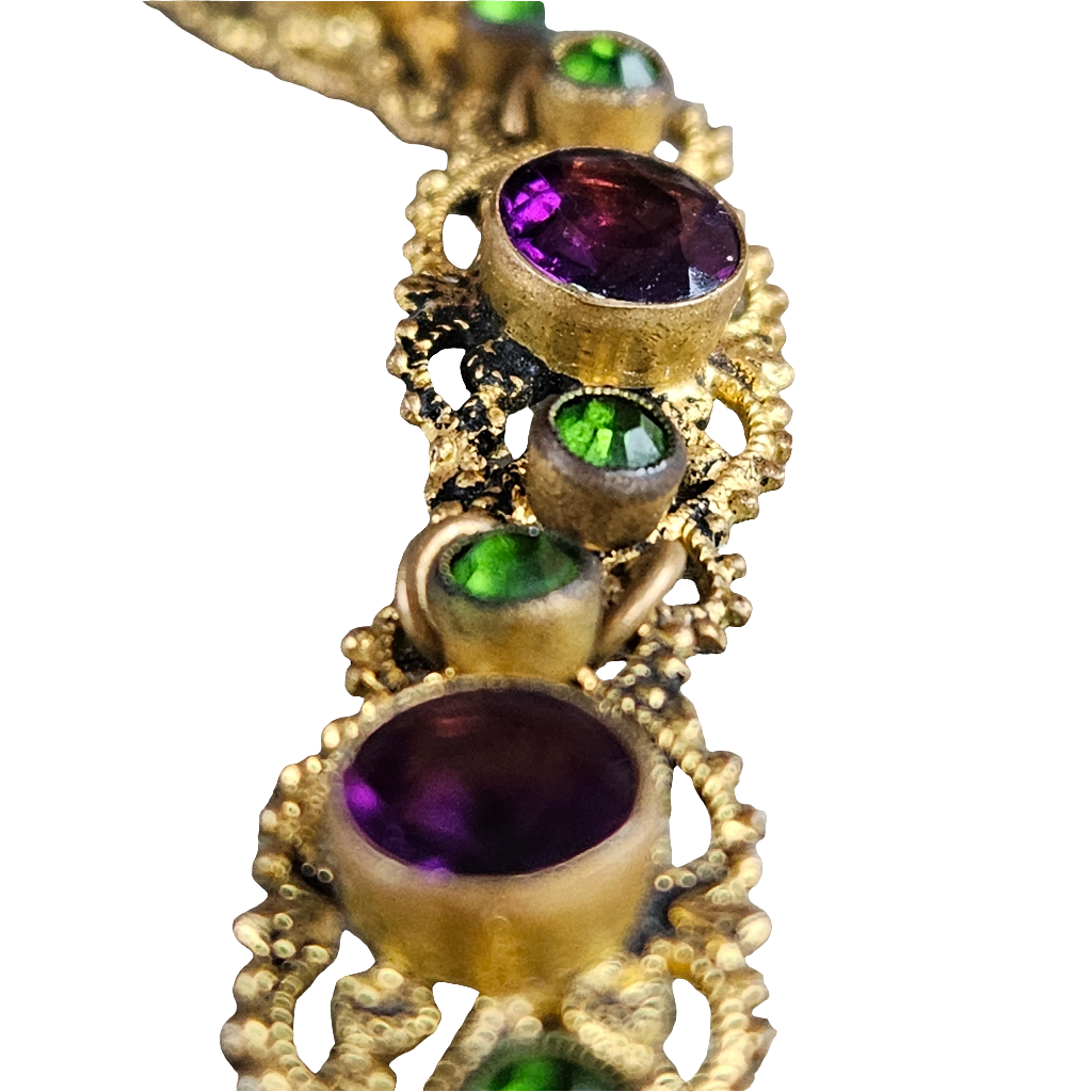 Antique Bracelet Amethyst Emerald Glass Jewellery Jewelry