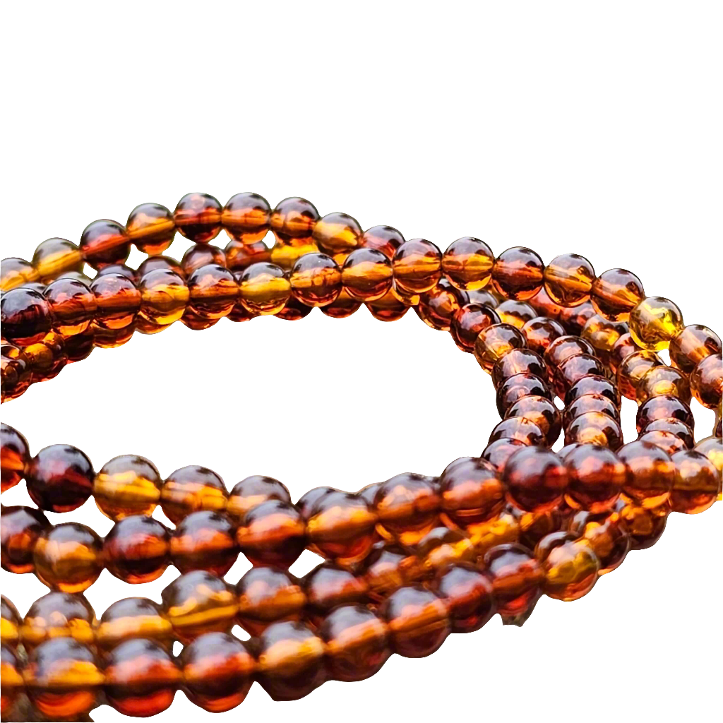 Faux Amber Beads Long Vintage Necklace Boho Style Retro