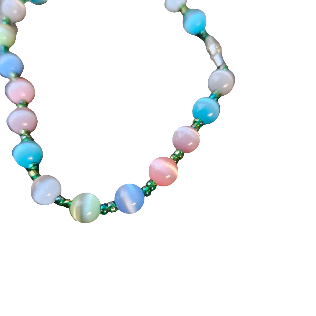 Vintage Italian Optic Glass Bead Bracelet Cute Pastel Colours 50s 60s