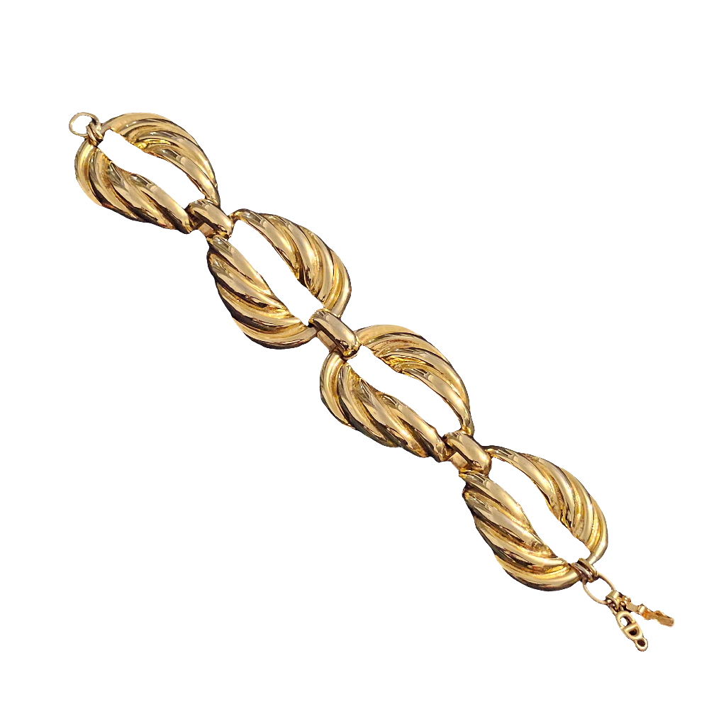 Vintage Christian Dior Bracelet Gold Leaves Leaf CD 80s 90s Chunky