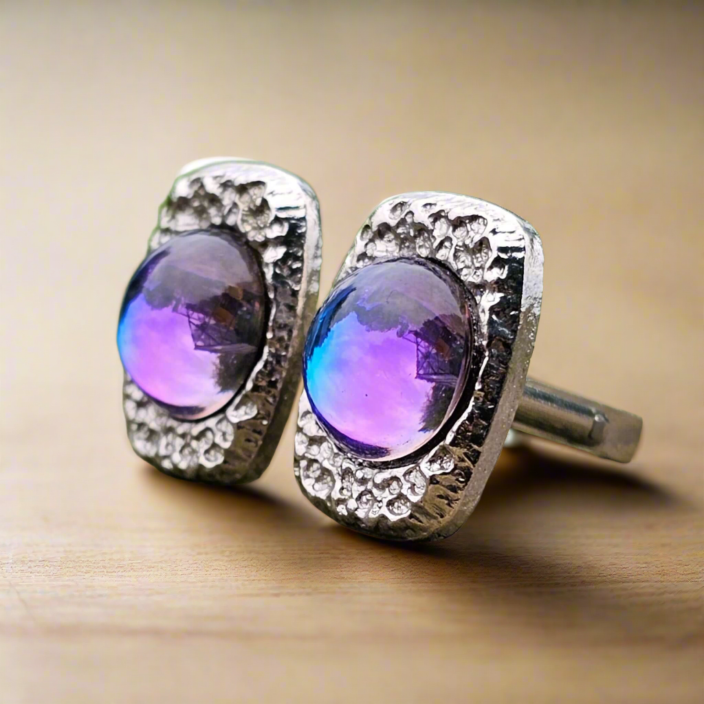 Amazing Prism Glass Cufflinks Silver Tone Mcm Vintage Retro