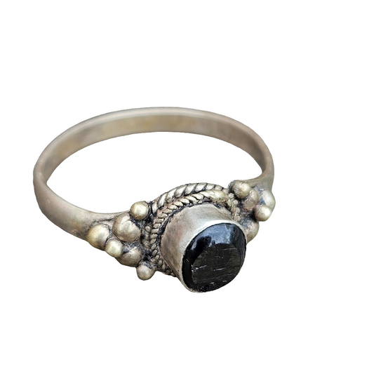 Mens Vintage Onyx Ring Large Size 10 Handmade Old Jewellery Jewelry
