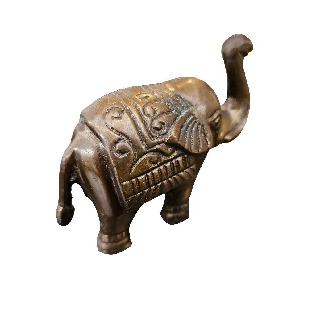 Old Brass Elephant Ornament Heavy Solid Figurine Vintage Ethnic Decor