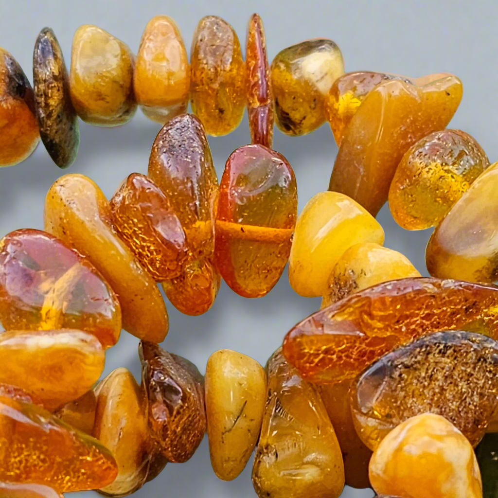 Beautiful Antique Baltic Amber Chip Necklace Sterling Silver Clasp