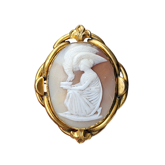 Large Victorian Cameo Brooch Pin Hebe And Eagle Of Zeus 7.5cm