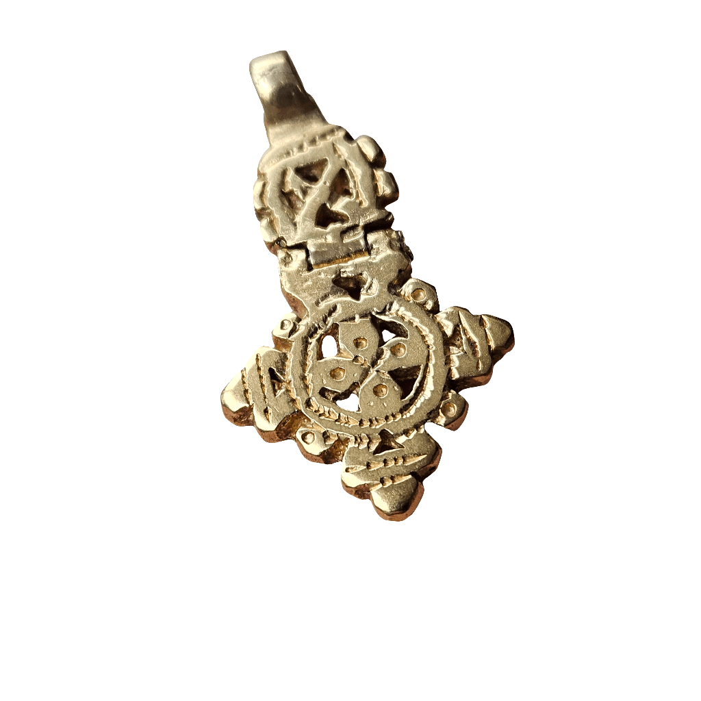 Ethnic Golden Cross Pendant Gold Plated Moving Articulated Charm