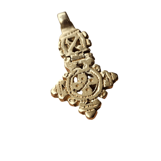 Ethnic Golden Cross Pendant Gold Plated Moving Articulated Charm
