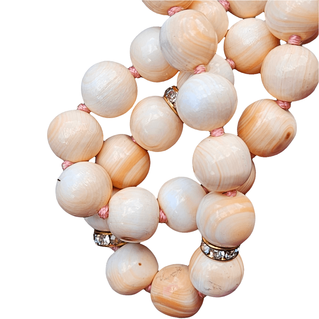 Stunning Jadeized Tridacna Shell Fossil Beaded Necklace Natural Carved Coral Jewellery