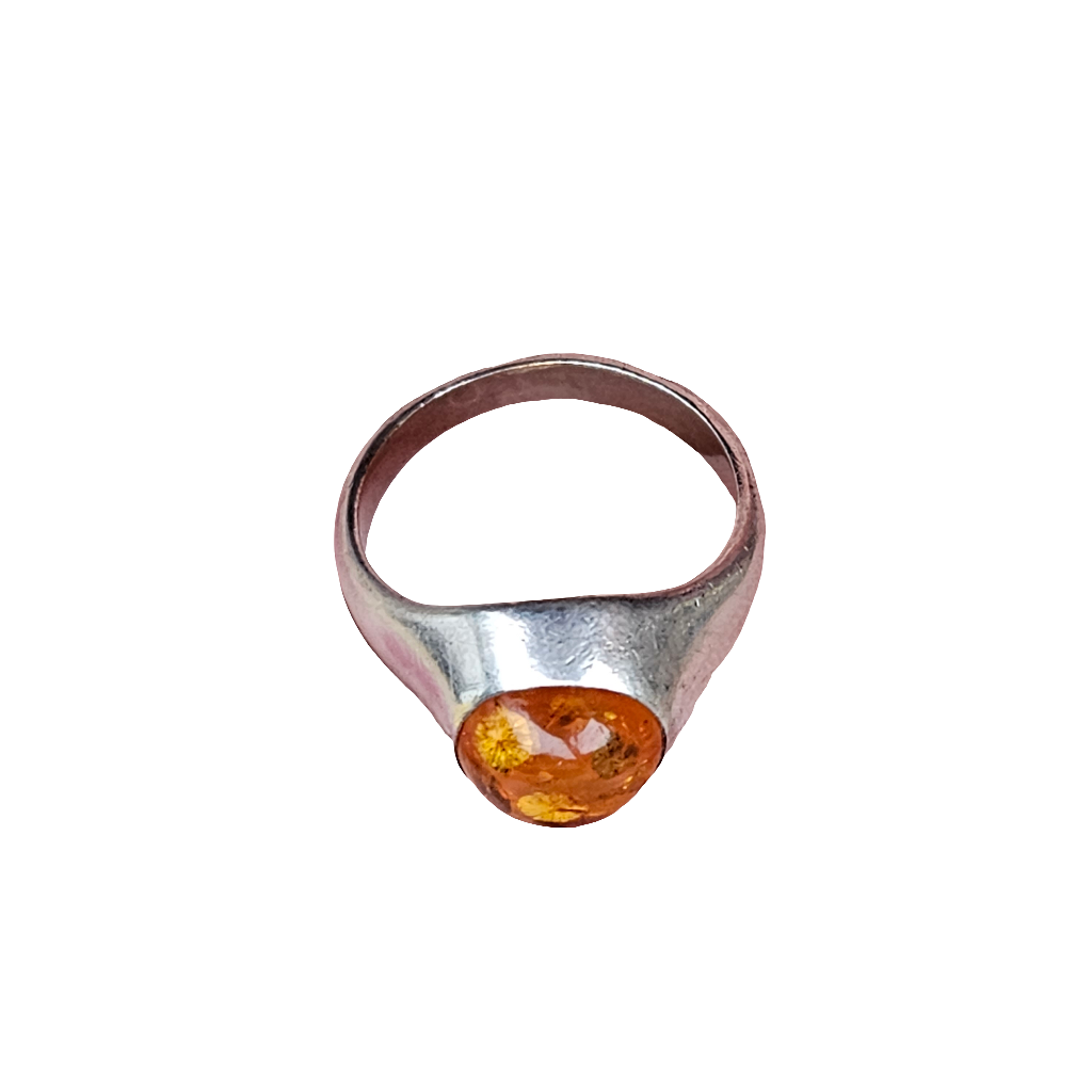 Hand Crafted Amber Ring Antique Sterling Silver Jewellery